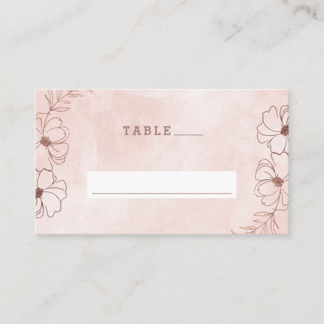 Rosa Blush & Rose Gold Foil Wedding Tischnummer Platzkarte (Vorderseite)