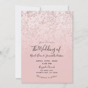 Rosa Blush Rose Gold Glitzer Einladung
