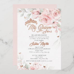 Rosa Blush Rose Gold Mis Quince Quinceanera Folieneinladung