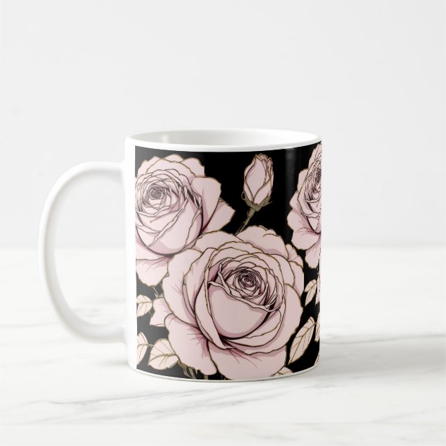 Rosa Blush-Rosen-Blumen-Tasse Kaffeetasse (Links)