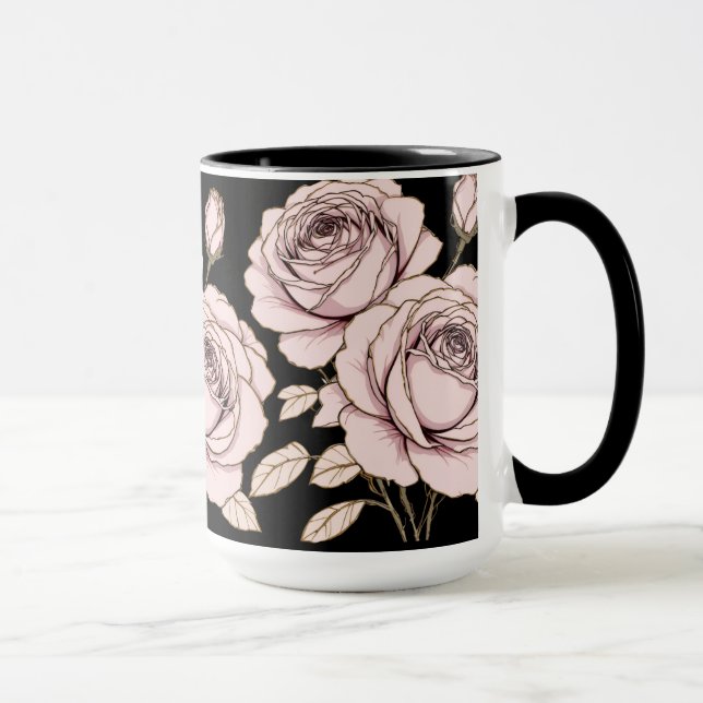 Rosa Blush-Rosen-Blumen-Tasse  Tasse (Rechts)