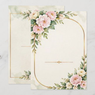 Rosa Blush-Rosen und Gold-Bogenrahmen  Einladung
