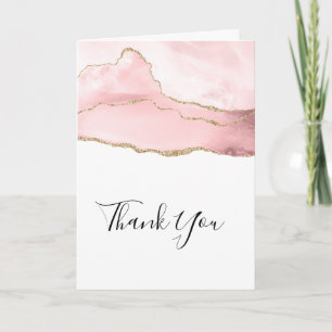 Rosa Blush Tor mit Gold Ribbon Elegant Dank Karte