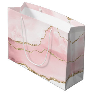 Rosa Blush Tor mit Gold Ribbon Elegant Große Geschenktüte