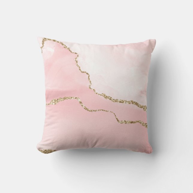Rosa Blush Tor mit Gold Ribbon Elegant Kissen (Vorderseite)