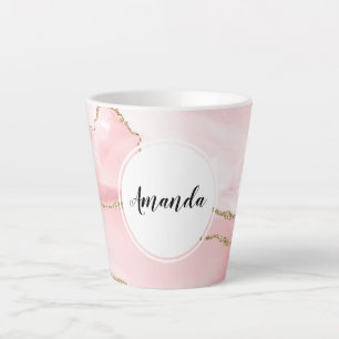 Rosa Blush Tor mit Gold Ribbon Elegant Milchtasse