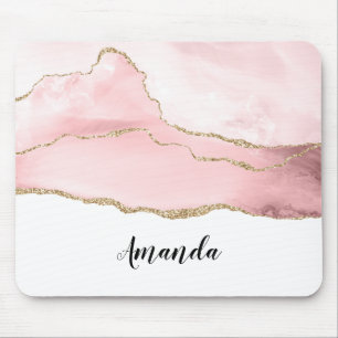 Rosa Blush Tor mit Gold Ribbon Elegant Mousepad