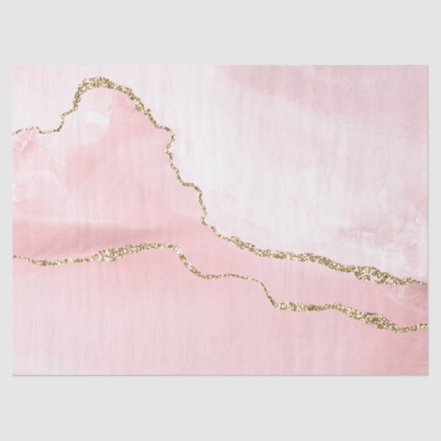 Rosa Blush Tor mit Gold Ribbon Elegant Seidenpapier (Vorderseite)