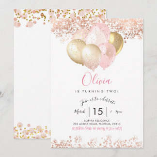 Rosa Blush und Gold Geburtstagsparty Einladung