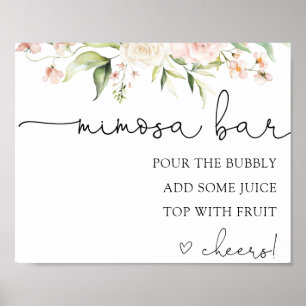 Rosa Blush und Grüne Mimosa Bar Drink Zeichen Poster