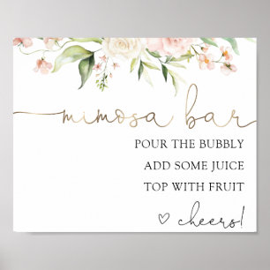 Rosa Blush und Grüne Mimosa Bar Drink Zeichen Poster