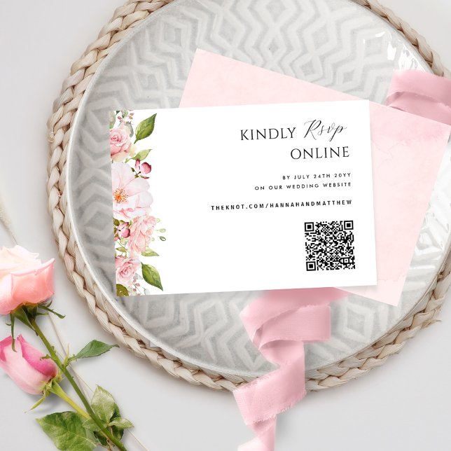 Rosa, Blush und Rose Gold-Hochzeit QR-Code UAWG RSVP Karte (Von Creator hochgeladen)