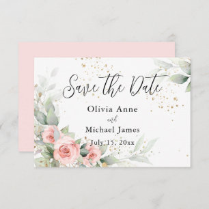 Rosa Blush Wasserfarben Save the Date Rose