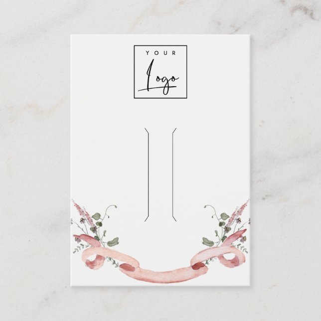 Rosa Blush Wildblume Ribbon Logo Haarclip-Display Visitenkarte (Vorderseite)