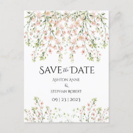 Rosa Blush Wildblumen Elegante Blumenhochzeit Gere Ankündigungspostkarte