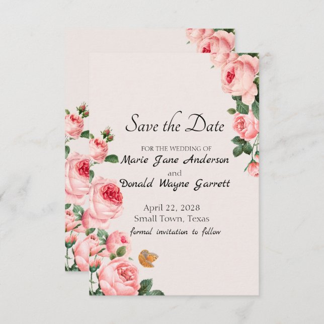 Rosa Blushing Save The Date (Vorne/Hinten)