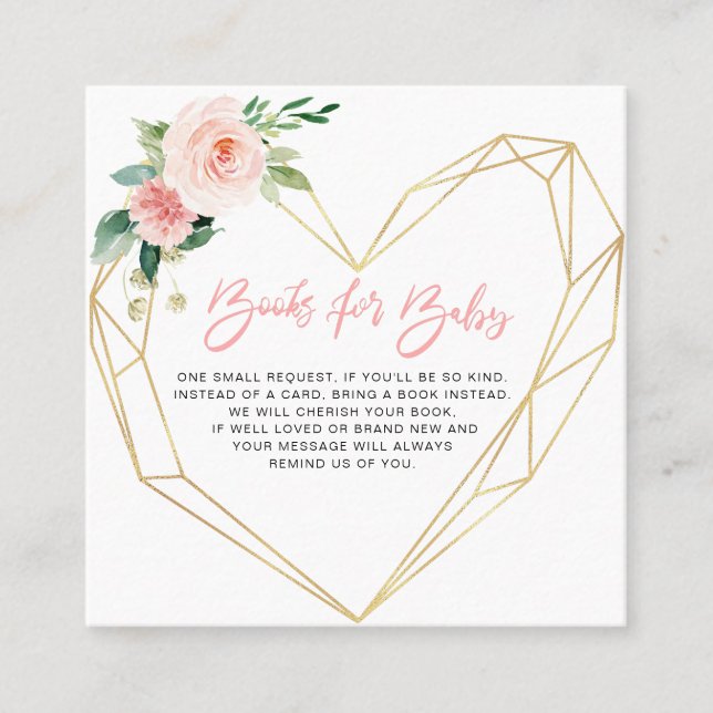 Rosa Blüte blüht geometrische Bücher für die Babyk Quadratische Visitenkarte (Vorderseite)