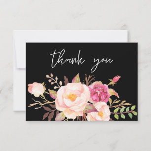 Rosa Blüte Blütenblüte - Schwarz Dankeskarte