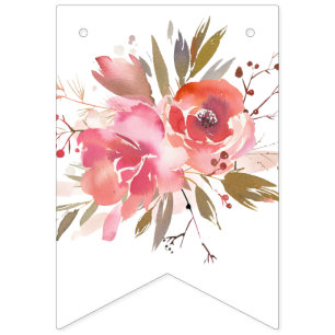 Rosa Blüte, glücklicher Geburtstag, BUNNING BANN Wimpelkette
