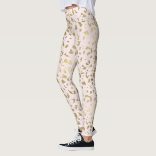 Rosa Blüte Gold-Tierausdruck Leggings