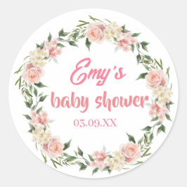 Rosa Blüte in blühender Babydusche Runder Aufkleber