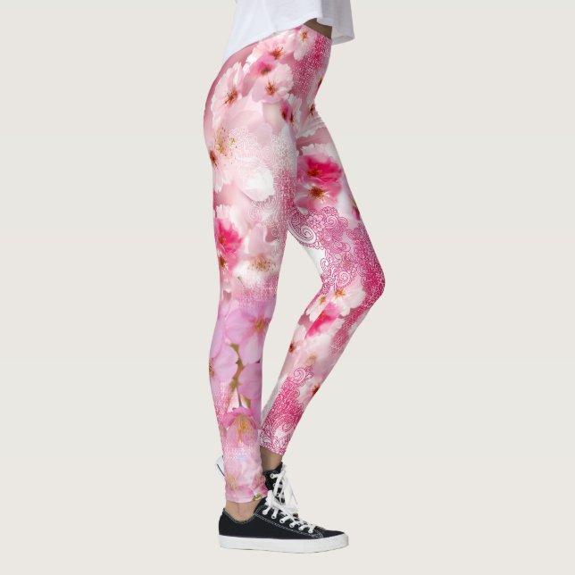 Rosa Blüte Leggings (Rechts)