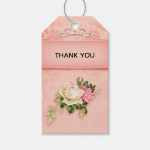 Rosa Blüte mit Diamond Tiara Princess Danke Geschenkanhänger