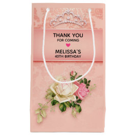 Rosa Blüte mit Diamond Tiara Princess Danke Kleine Geschenktüte