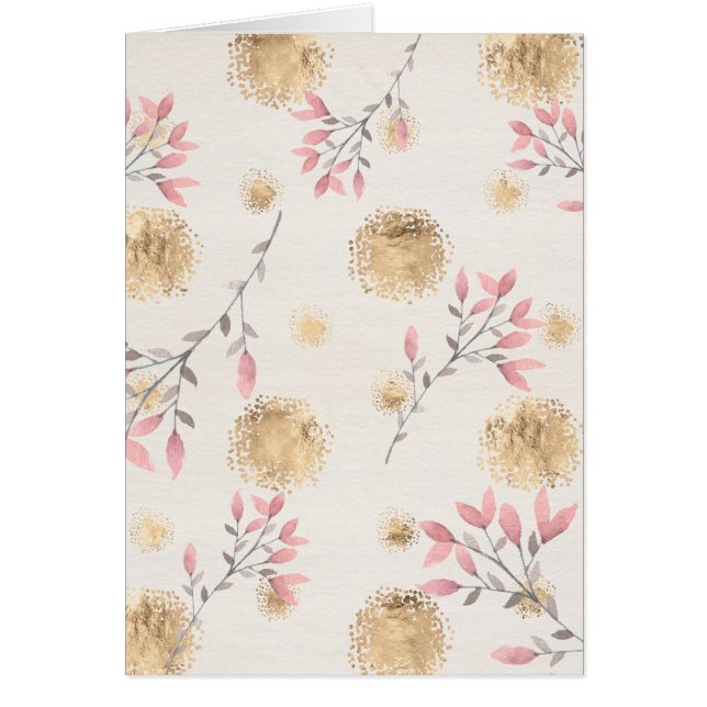 Rosa Blüte mit Gold Spatter Dots Leere Innenseite (Vorne)