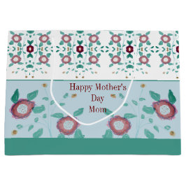 Rosa Blüte mit Türkis Große Geschenktüte