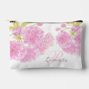 Rosa Blüte Wasserfarbe personalisierter Name Zubehörtasche