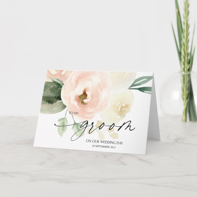 Rosa Blüte zu meinem Bräutigam an unserem Hochzeit Karte (Vorderseite)