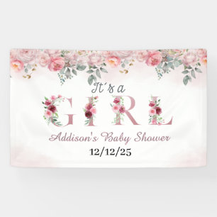 Rosa Blüten Baby Shower Banner