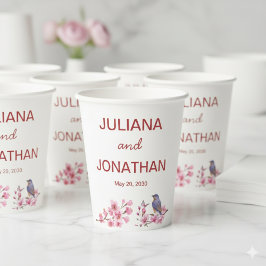 Rosa Blüten Blume Wasserfarbene feminine Hochzeit Pappbecher