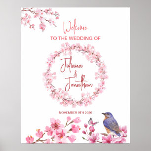 Rosa Blüten Blume Wasserfarbene feminine Hochzeit Poster