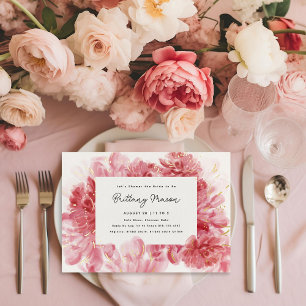 Rosa Blüten Brautparty Gold Folieneinladung