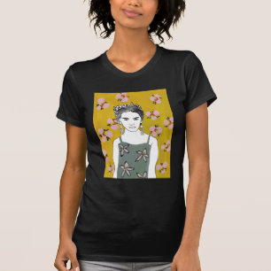 Rosa Blüten-Dame - Gelb T-Shirt