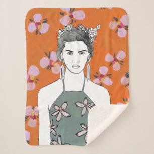 Rosa Blüten-Dame - Orange Sherpadecke