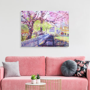 Rosa Blüten des Redbud Baumes in Williamsburg Virg Leinwanddruck