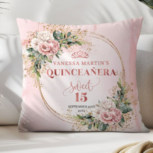 Rosa Blüten Eukalyptus Quinceañera-Geschenk   Kissen