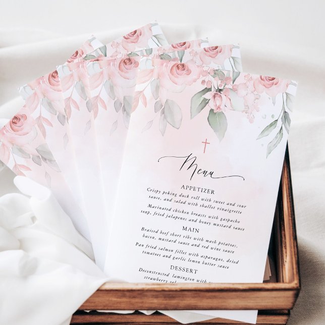 Rosa Blüten, Grünpflanzen, Boho, Taufmenü (Von Creator hochgeladen)