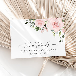 Rosa Blüten, Hauchdünne Blumen, Boho, Brautparty Dankeskarte