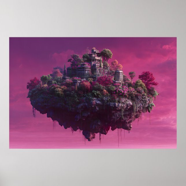 Rosa Blüten-Himmel-Zitadelle Poster (Vorne)