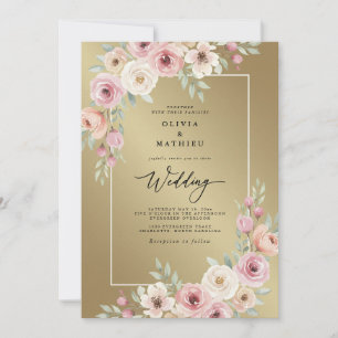 Rosa Blüten-Hochzeit Einladung
