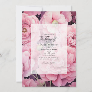 Rosa Blüten Hochzeit Einladung