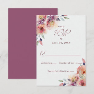 Rosa Blüten Hochzeit RSVP Antwortkarte Karte