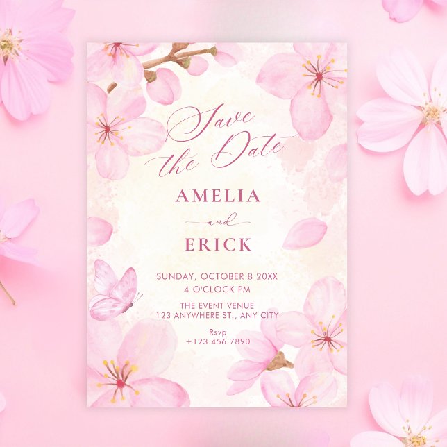 Rosa Blüten Hochzeit Save The Date (Von Creator hochgeladen)