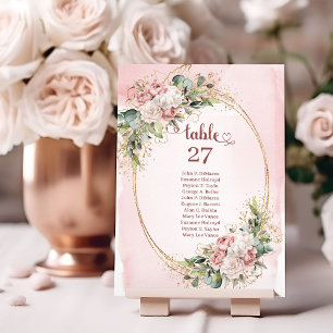 Rosa Blüten Hochzeit Tischnummer Dekoration