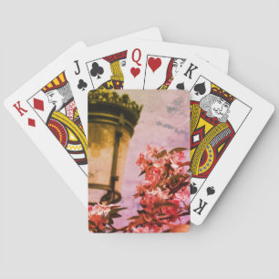 Rosa Blüten, Lampenfotografie Spielkarten