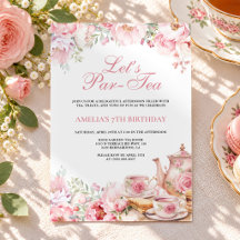 Rosa Blüten- Lass-uns-Par-Tea Geburtstag